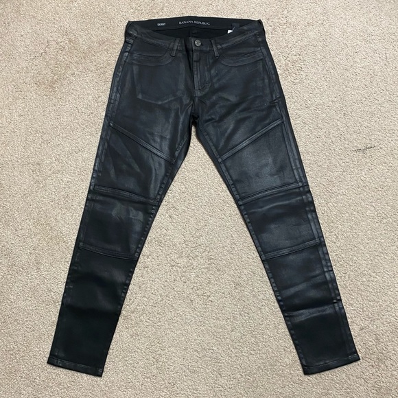 Banana Republic New With Tags Goth Biker Wax Coated Skinny Jeans 28 9 - Picture 1 of 4